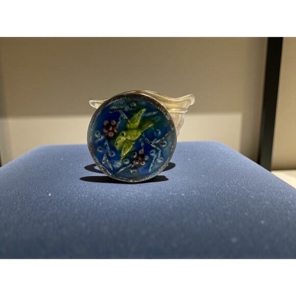 Chinese Brass Silk Iron-Dragon Relief-Painted Enamel Handle-Antique-Charcoal - Picture 7 of 8